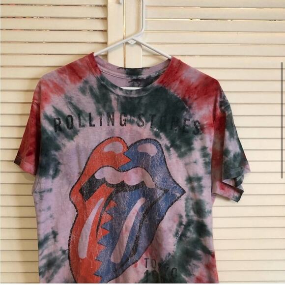 Vintage Rolling Stones Tokyo 1990 Tie Dye Graphic T-Shirt - Picture 3 of 6